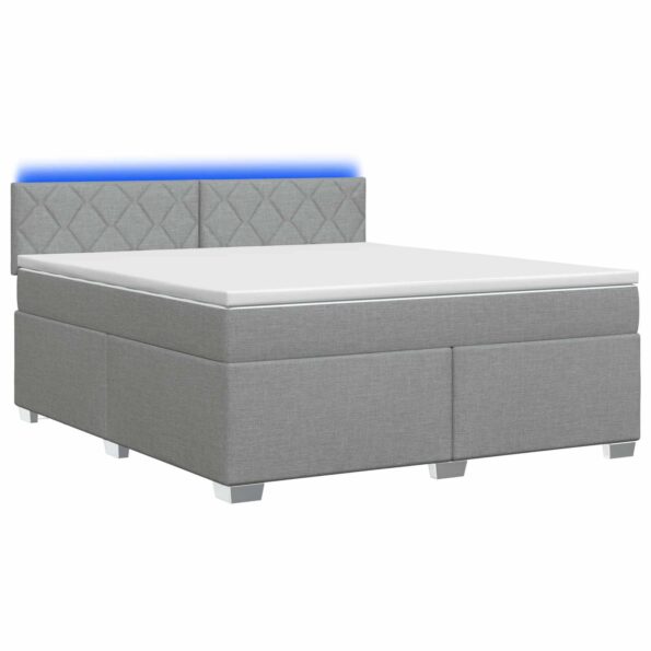 vidaXL Posteľ s boxspringom a matracom a LED Svetlosivá 140 x 200 cm – Obrázok 2