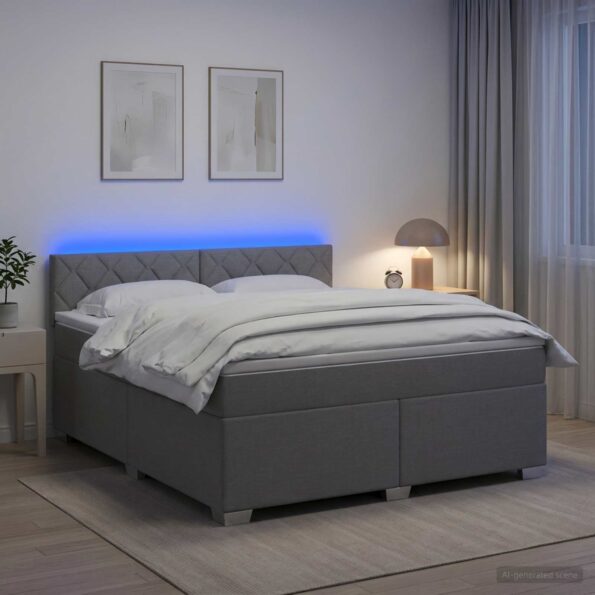 vidaXL Posteľ s boxspringom a matracom a LED Svetlosivá 140 x 200 cm – Obrázok 4