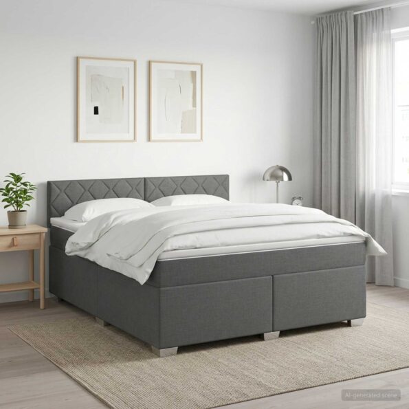vidaXL Posteľ s boxspringom a matracom a LED Tmavosivá 140 x 200 cm – Obrázok 4
