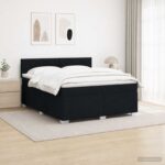 vidaXL Posteľ s boxspringom a matracom a LED Čierna 140 x 200 cm Látka