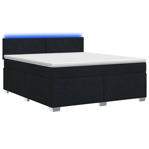 vidaXL Posteľ s boxspringom a matracom a LED Čierna 140 x 200 cm Látka – Obrázok 2