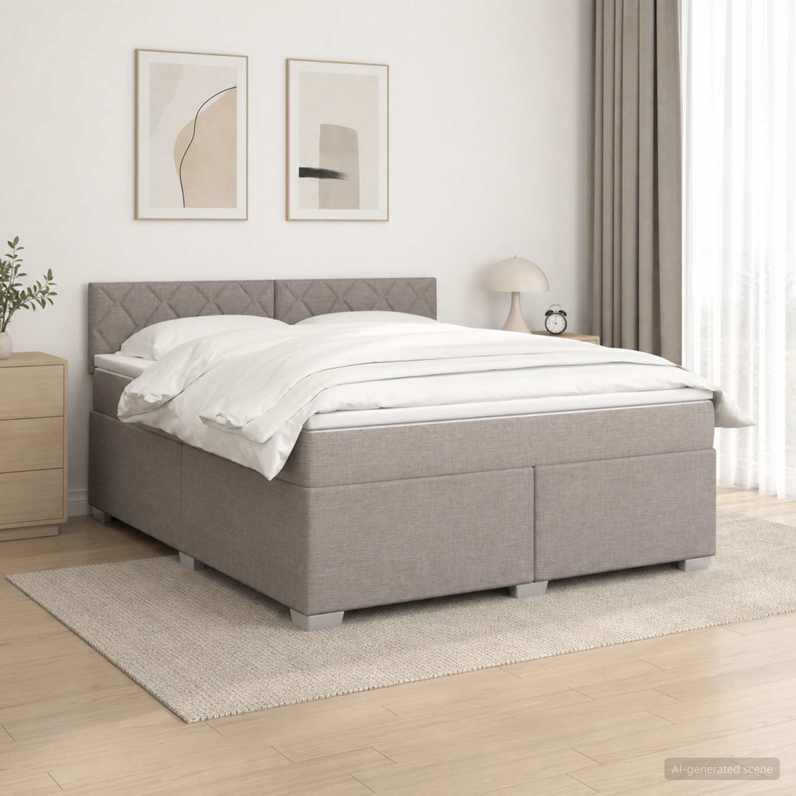 3451991_1.jpg vidaXL Posteľ s boxspringom a matracom a LED Sivohnedá 160 x 200 cm – Obrázok 1