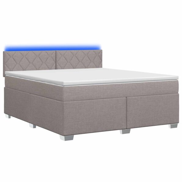 vidaXL Posteľ s boxspringom a matracom a LED Sivohnedá 160 x 200 cm – Obrázok 2
