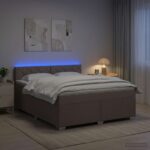 vidaXL Posteľ s boxspringom a matracom a LED Sivohnedá 160 x 200 cm – Obrázok 4