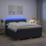 vidaXL Posteľ s boxspringom a matracom a LED Tmavosivá 180 x 200 cm