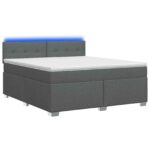 vidaXL Posteľ s boxspringom a matracom a LED Tmavosivá 180 x 200 cm – Obrázok 2