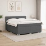 vidaXL Posteľ s boxspringom a matracom a LED Tmavosivá 180 x 200 cm – Obrázok 4