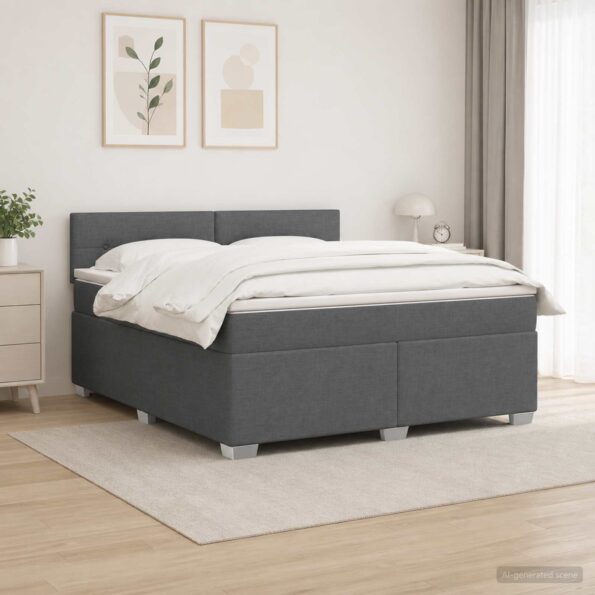 vidaXL Posteľ s boxspringom a matracom a LED Tmavosivá 180 x 200 cm – Obrázok 4