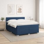 vidaXL Posteľ s boxspringom a matracom a LED Modrá 180 x 200 cm Látka – Obrázok 4