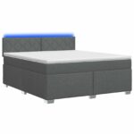 vidaXL Posteľ s boxspringom a matracom a LED Tmavosivá 180 x 200 cm – Obrázok 2
