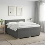 vidaXL Posteľ s boxspringom a matracom a LED Tmavosivá 180 x 200 cm – Obrázok 4
