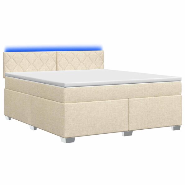 vidaXL Posteľ s boxspringom a matracom a LED Krémová 180 x 200 cm – Obrázok 2