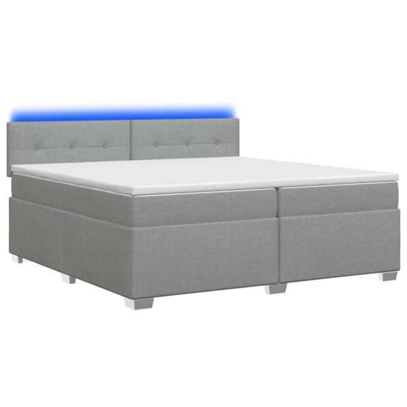 vidaXL Posteľ s boxspringom a matracom a LED Svetlosivá 200 x 200 cm – Obrázok 2