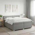 vidaXL Posteľ s boxspringom a matracom a LED Svetlosivá 200 x 200 cm – Obrázok 4
