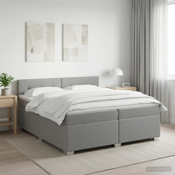 vidaXL Posteľ s boxspringom a matracom a LED Svetlosivá 200 x 200 cm – Obrázok 4