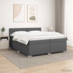 vidaXL Posteľ s boxspringom a matracom a LED Tmavosivá 200 x 200 cm