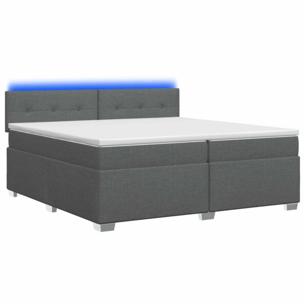 vidaXL Posteľ s boxspringom a matracom a LED Tmavosivá 200 x 200 cm – Obrázok 2