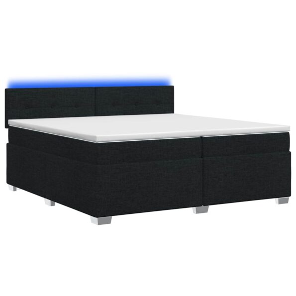 vidaXL Posteľ s boxspringom a matracom a LED Čierna 200 x 200 cm Látka – Obrázok 2