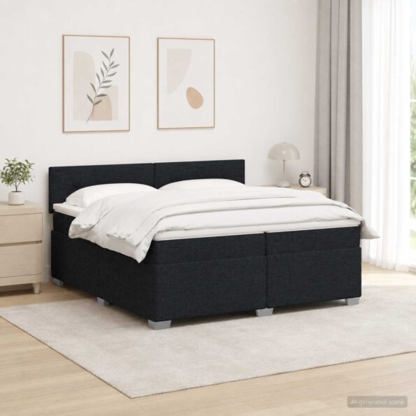 vidaXL Posteľ s boxspringom a matracom a LED Čierna 200 x 200 cm Látka – Obrázok 4