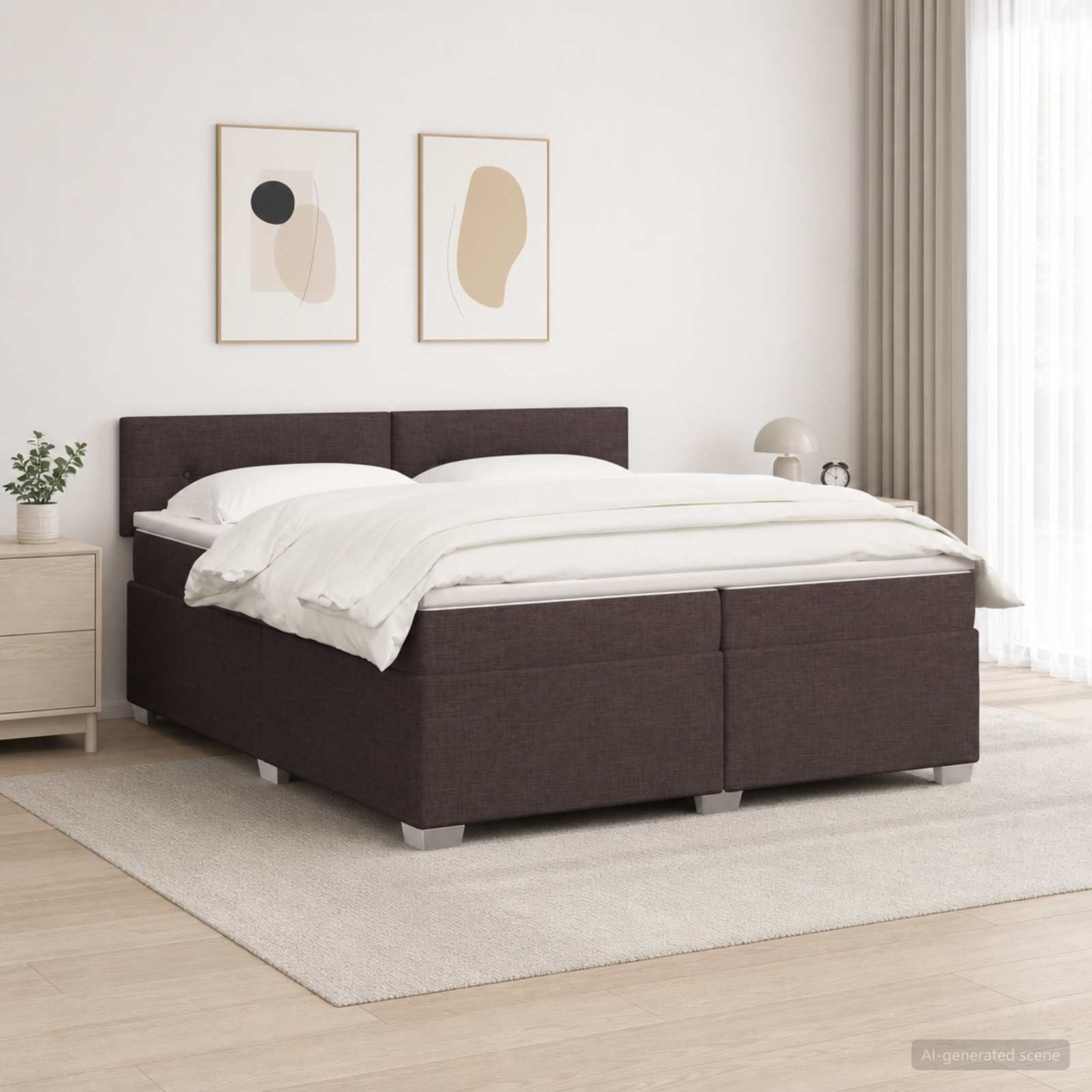 3452025_1.jpg vidaXL Posteľ s boxspringom a matracom a LED Tmavohnedá 200 x 200 cm – Obrázok 1