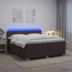 vidaXL Posteľ s boxspringom a matracom a LED Tmavohnedá 200 x 200 cm – Obrázok 4