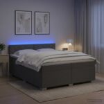 vidaXL Posteľ s boxspringom a matracom a LED Tmavosivá 200 x 200 cm