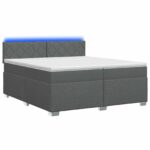 vidaXL Posteľ s boxspringom a matracom a LED Tmavosivá 200 x 200 cm – Obrázok 2