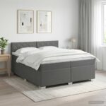 vidaXL Posteľ s boxspringom a matracom a LED Tmavosivá 200 x 200 cm – Obrázok 4