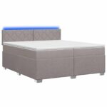 vidaXL Posteľ s boxspringom a matracom a LED Sivohnedá 200 x 200 cm – Obrázok 2