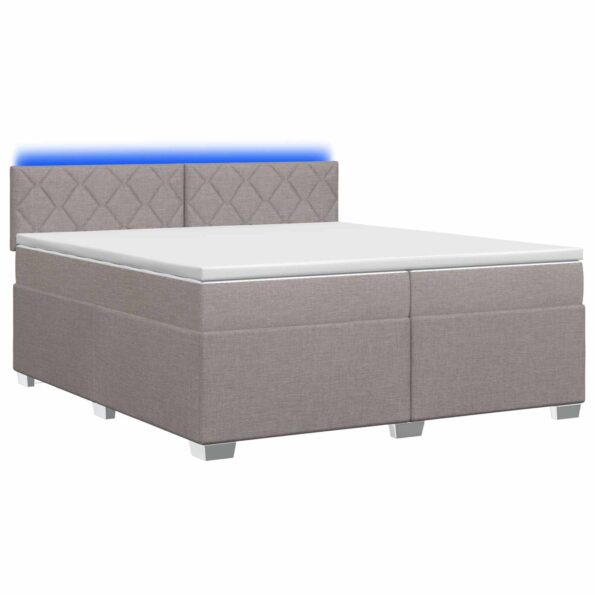 vidaXL Posteľ s boxspringom a matracom a LED Sivohnedá 200 x 200 cm – Obrázok 2