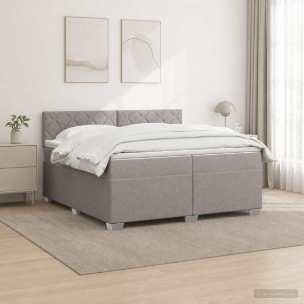 vidaXL Posteľ s boxspringom a matracom a LED Sivohnedá 200 x 200 cm – Obrázok 4