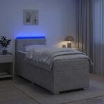 vidaXL Posteľ s boxspringom a matracom a LED Svetlosivá 80 x 200 cm