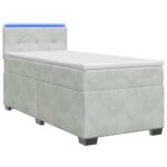 vidaXL Posteľ s boxspringom a matracom a LED Svetlosivá 80 x 200 cm – Obrázok 2