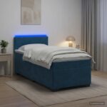 vidaXL Posteľ s boxspringom a matracom a LED Modrá 80 x 200 cm Zamat