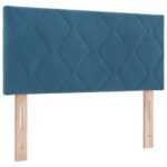 vidaXL Posteľ s boxspringom a matracom a LED Modrá 90 x 200 cm Zamat – Obrázok 3