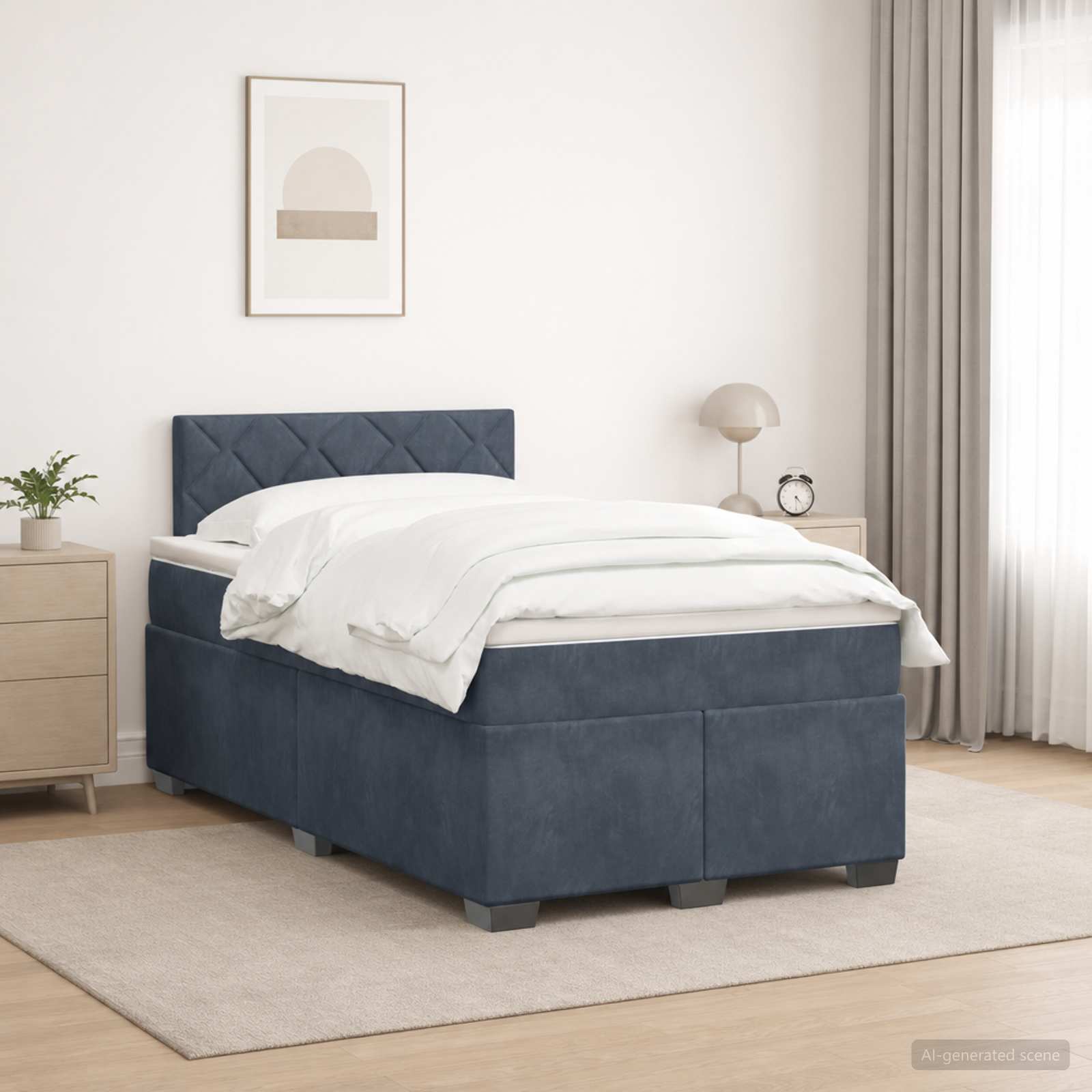 3452145_1.jpg vidaXL Posteľ s boxspringom a matracom a LED Tmavosivá 120 x 190 cm – Obrázok 1