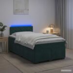 vidaXL Posteľ s boxspringom a matracom a LED Tmavozelená 120 x 200 cm – Obrázok 4