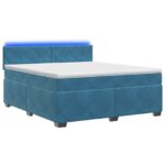 vidaXL Posteľ s boxspringom a matracom a LED Modrá 140 x 190 cm Zamat – Obrázok 2