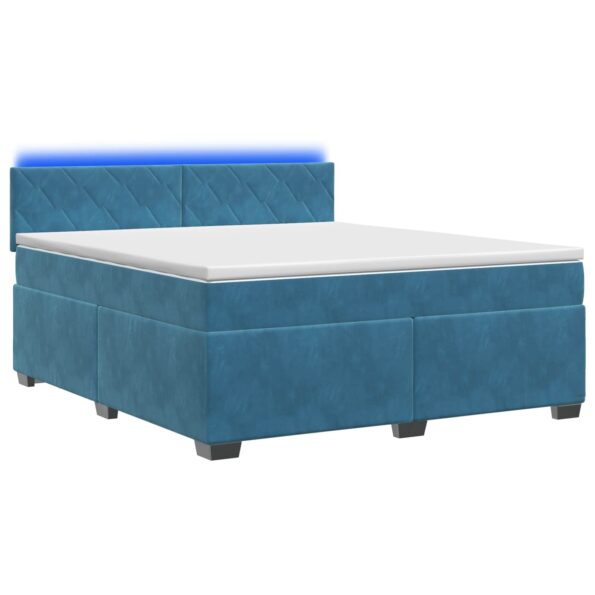 vidaXL Posteľ s boxspringom a matracom a LED Modrá 140 x 190 cm Zamat – Obrázok 2