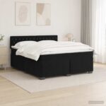 vidaXL Posteľ s boxspringom a matracom a LED Čierna 140 x 200 cm Zamat – Obrázok 4