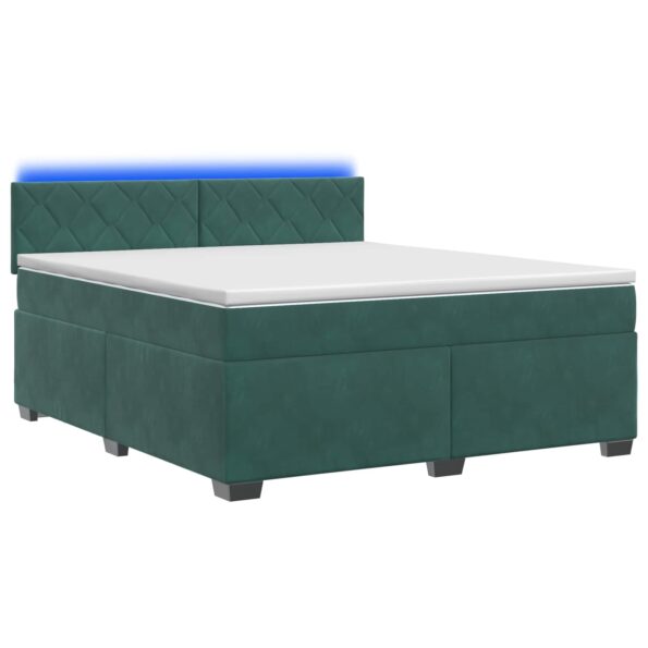 vidaXL Posteľ s boxspringom a matracom a LED Tmavozelená 160 x 200 cm – Obrázok 2
