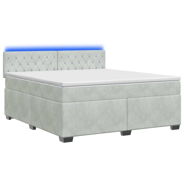 vidaXL Posteľ s boxspringom a matracom a LED Svetlosivá 180 x 200 cm – Obrázok 2