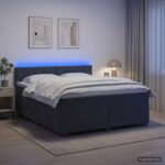 vidaXL Posteľ s boxspringom a matracom a LED Tmavosivá 180 x 200 cm – Obrázok 4