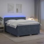 vidaXL Posteľ s boxspringom a matracom a LED Tmavosivá 200 x 200 cm – Obrázok 4