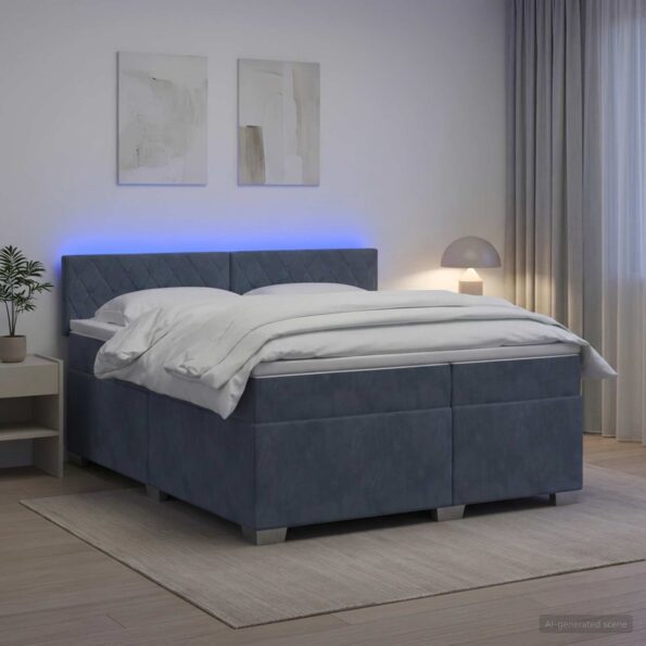 vidaXL Posteľ s boxspringom a matracom a LED Tmavosivá 200 x 200 cm – Obrázok 4