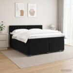 vidaXL Posteľ s boxspringom a matracom a LED Čierna 200 x 200 cm Zamat – Obrázok 4