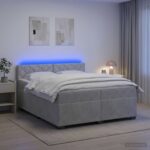 vidaXL Posteľ s boxspringom a matracom a LED Svetlosivá 200 x 200 cm – Obrázok 4