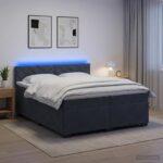 vidaXL Posteľ s boxspringom a matracom a LED Tmavosivá 200 x 200 cm