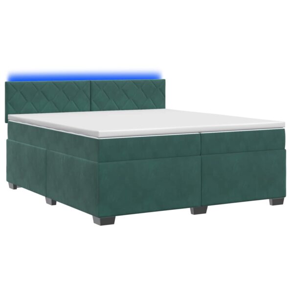 vidaXL Posteľ s boxspringom a matracom a LED Tmavozelená 200 x 200 cm – Obrázok 2
