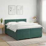 vidaXL Posteľ s boxspringom a matracom a LED Tmavozelená 200 x 200 cm – Obrázok 4